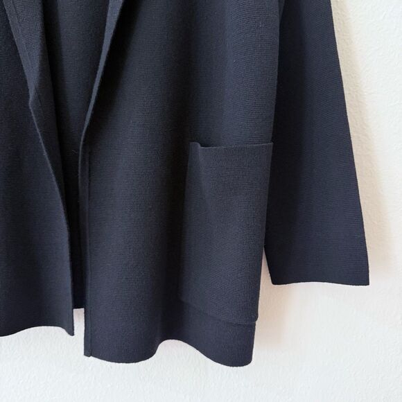 J. Crew Women's Size XS Merino Wool Blend Black Open Front Sweater Blazer - Picture 4 of 9